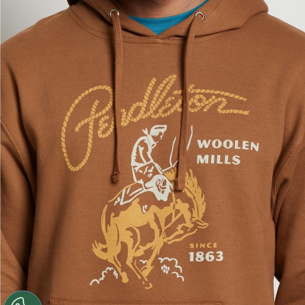 Pendleton Tan Graphic Hoodie; Size L